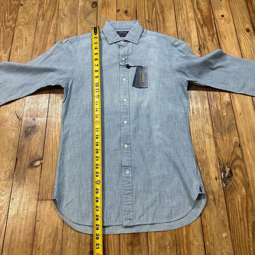 NWT‎ Polo Ralph Lauren Shirt Mens 15 38 Blue Button Up Slim Fit
